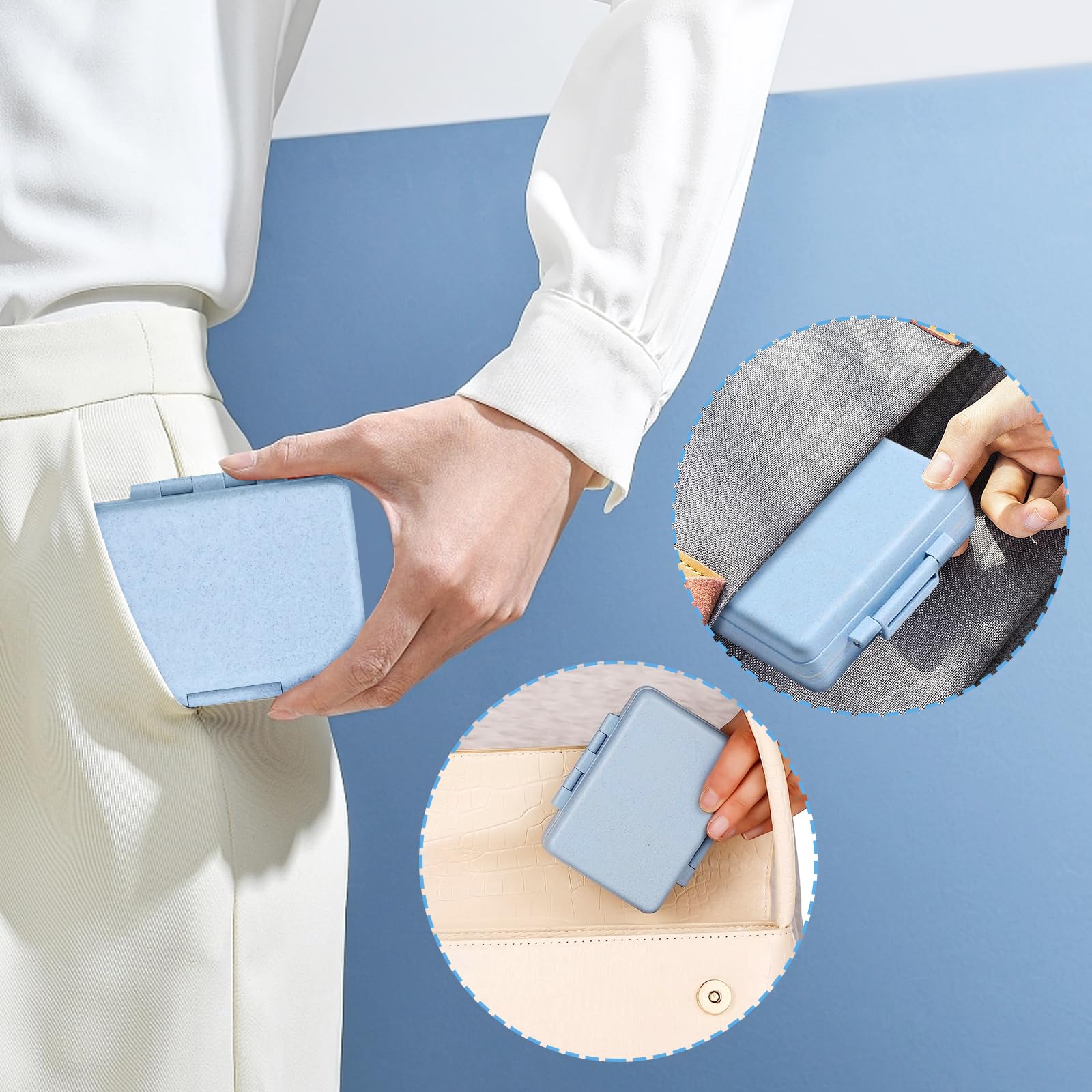 7-Day Travel Pill Organizer with 9 Compartments - Portable Daily Pill Box for Purse or Bag (Blue) | Perfect for Medication Management at Home, Work, or On-The-Go Travel