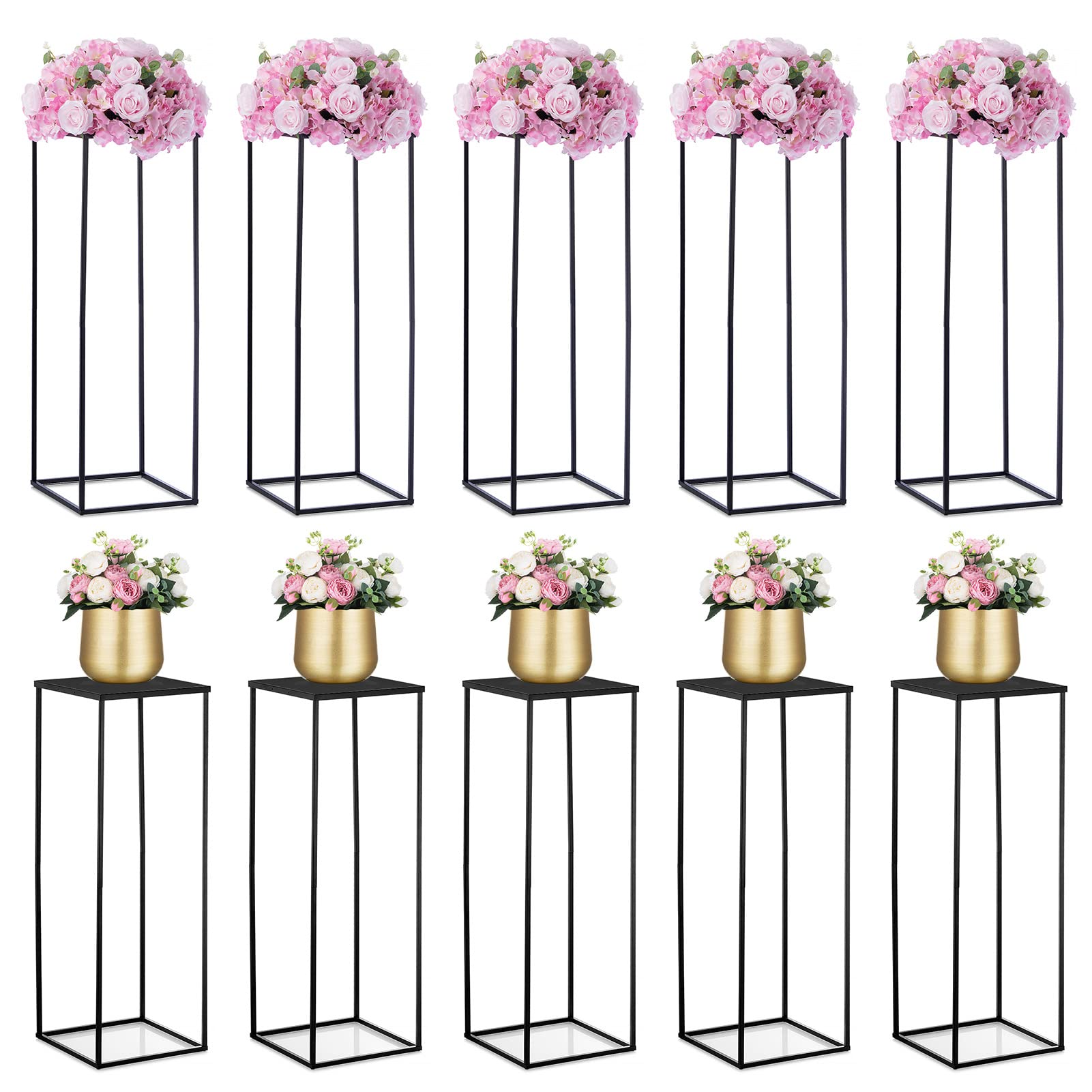 10 Pack Nuptio Black Tall Vases - 31.5 Inch Wedding Centerpieces for Flowers, Home Decor & Party Table Decorations - Elegant Black Vases for Wedding Reception, Anniversary, and Special Event Decor