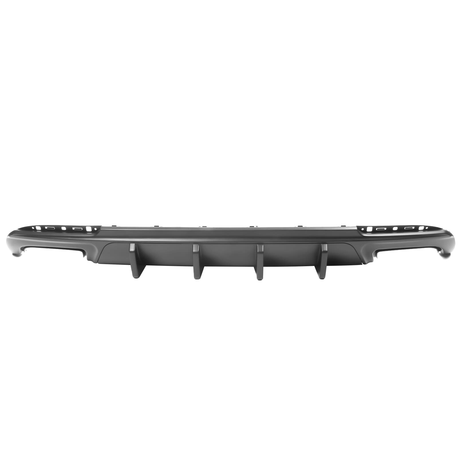 IKON MOTORSPORTS Rear Bumper Diffuser Lip for 2015-2023 Chrysler 300 - Matte Black PP V1 Style Lower Lip with Shark Fins (2-Piece Set) | Aggressive Styling Upgrade for Sedan Performance & Custom Look