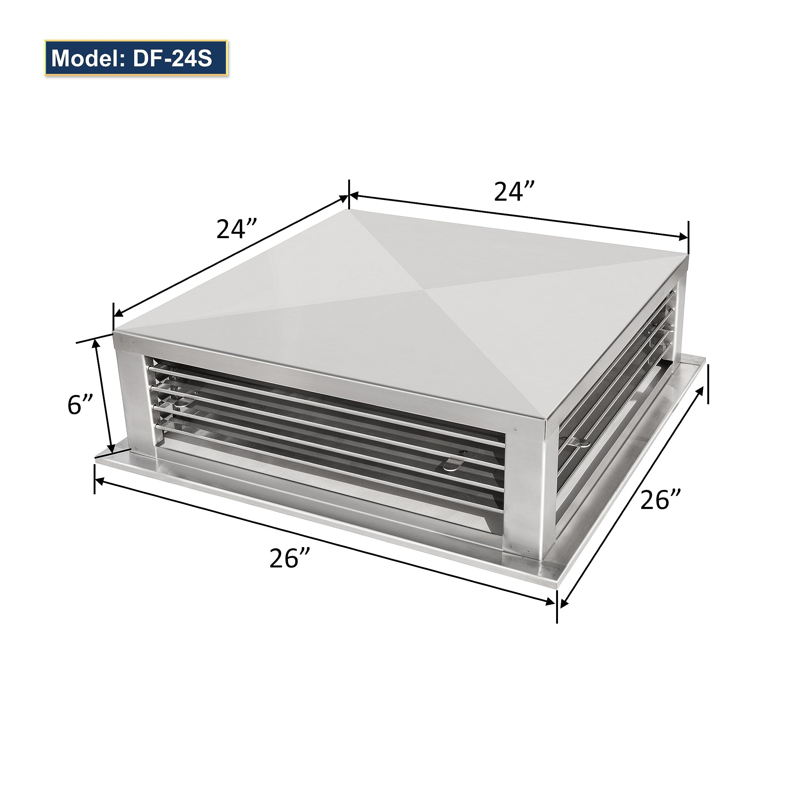 GSW 24 Inch Stainless Steel 4-Way Adjustable Air Diffuser for Evaporative Swamp Cooler - 26 Inch Mounting Edge | Perfect for Home, Office & Outdoor Cooling