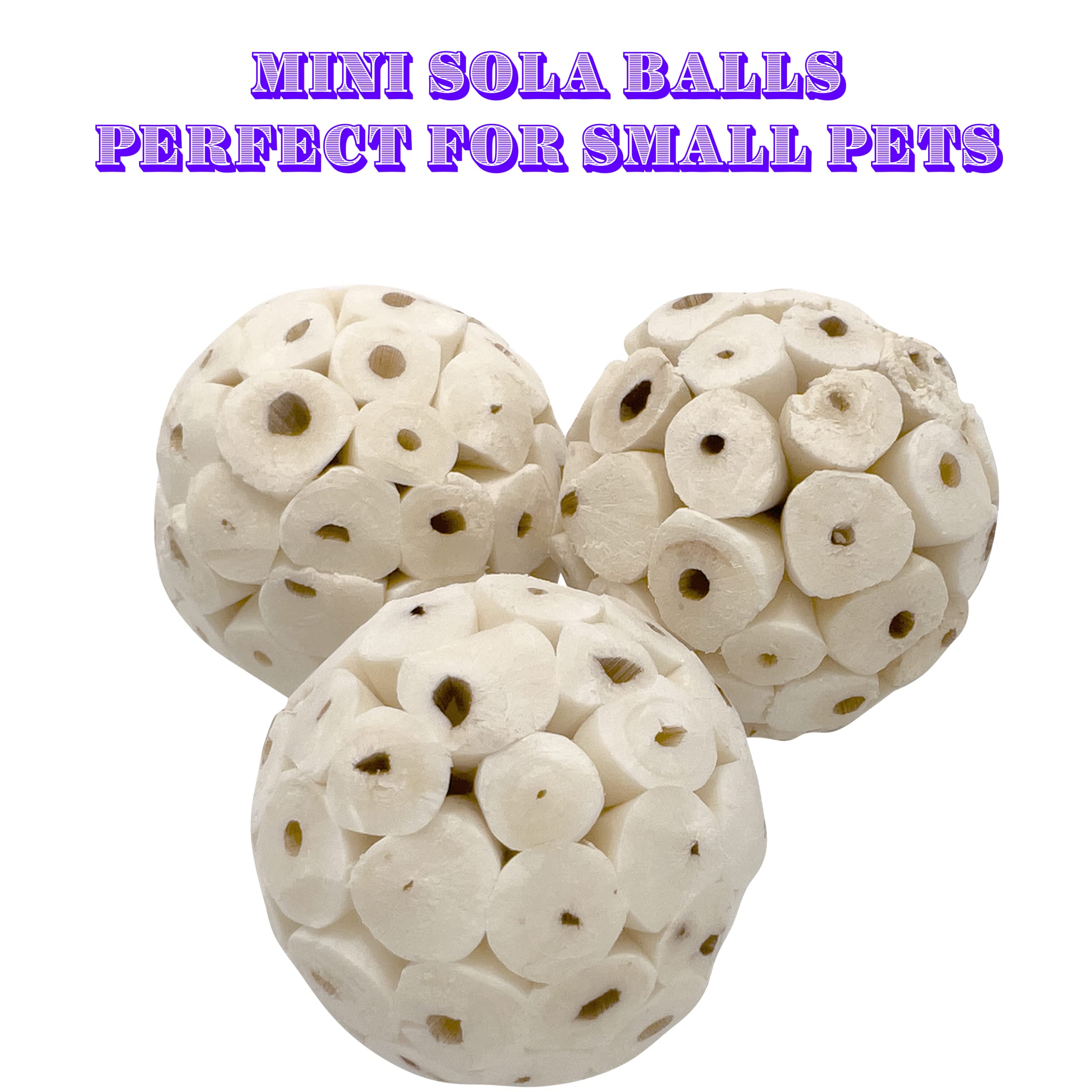 5124 Mini Sola Balls Pk18 - Handcrafted Soft Sola Wood Bird Foraging Foot Toys | Small Chewable Balls for Parakeets, Cockatiels & Lovebirds | Lightweight Beak & Foot Conditioner | Perfect for Cage Play, Training & Enrichment Activities