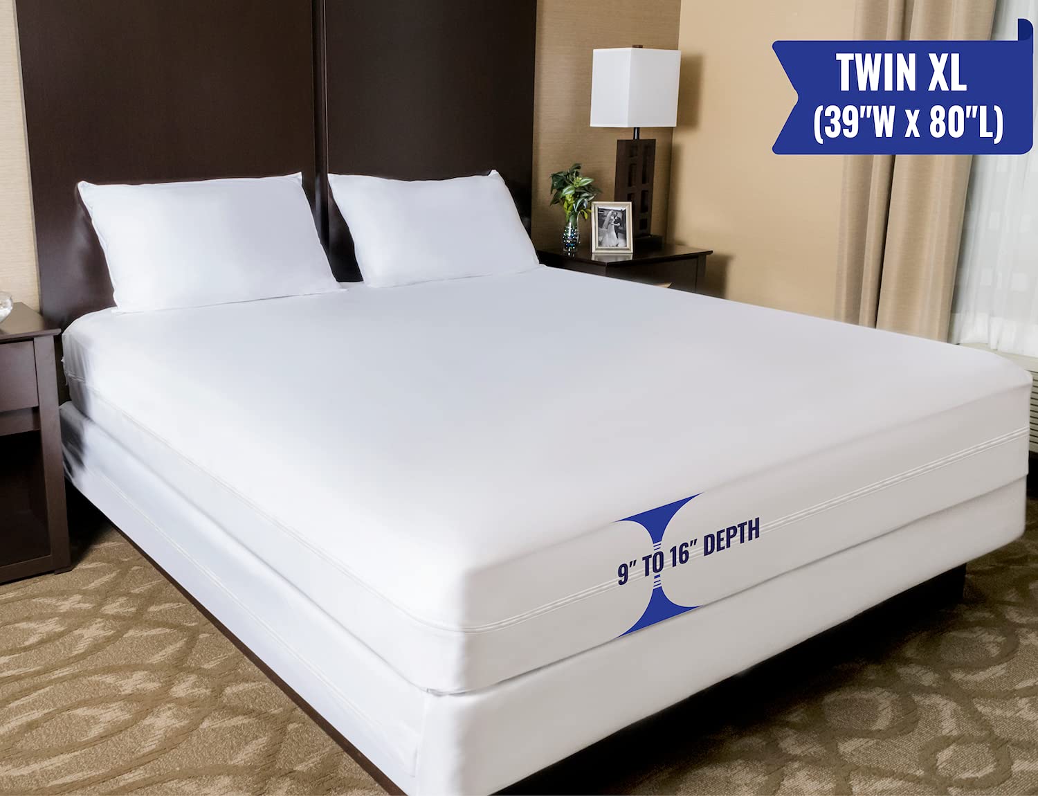 Premium Waterproof Twin XL Mattress Protector - Zippered Bed Bug Proof Encasement, Hypoallergenic Dust Mite Allergy Protection, Breathable White Cover for Dorm, Guest Room & Home Use
