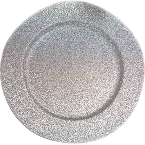 Tiger Chef Silver Charger Plates - 12-Pack Elegant Glitter Wedding Charger Plates for Formal Dinners, Holiday Decor & Special Events - Premium Placemats for Table Setting & Party Decorations