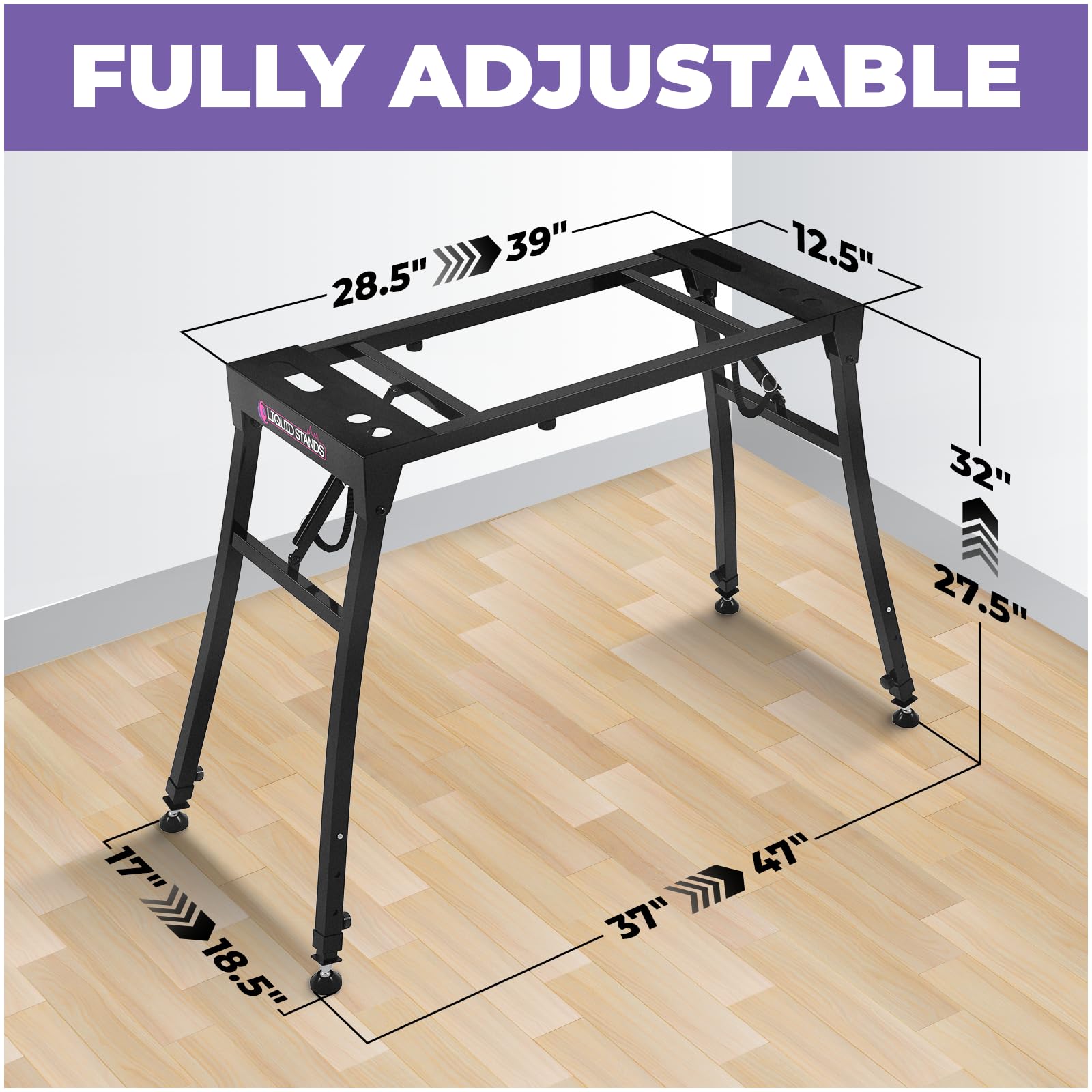 Collapsible Piano Keyboard Stand - Adjustable & Portable Heavy Duty Music Stand for Kids & Adults - Fits 54-88 Key Digital Pianos - Sturdy Keyboard Table for Home, Studio & Live Performances