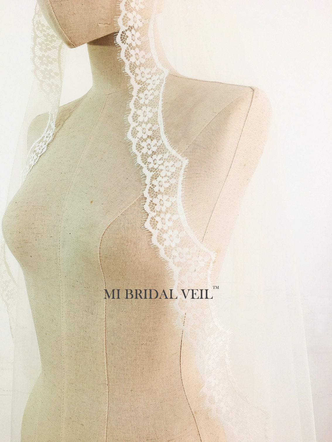 Boho Cathedral Lace Wedding Veil with Subtle Flower Embroidery - Elegant Bridal Accessory for Boho, Vintage & Romantic Weddings