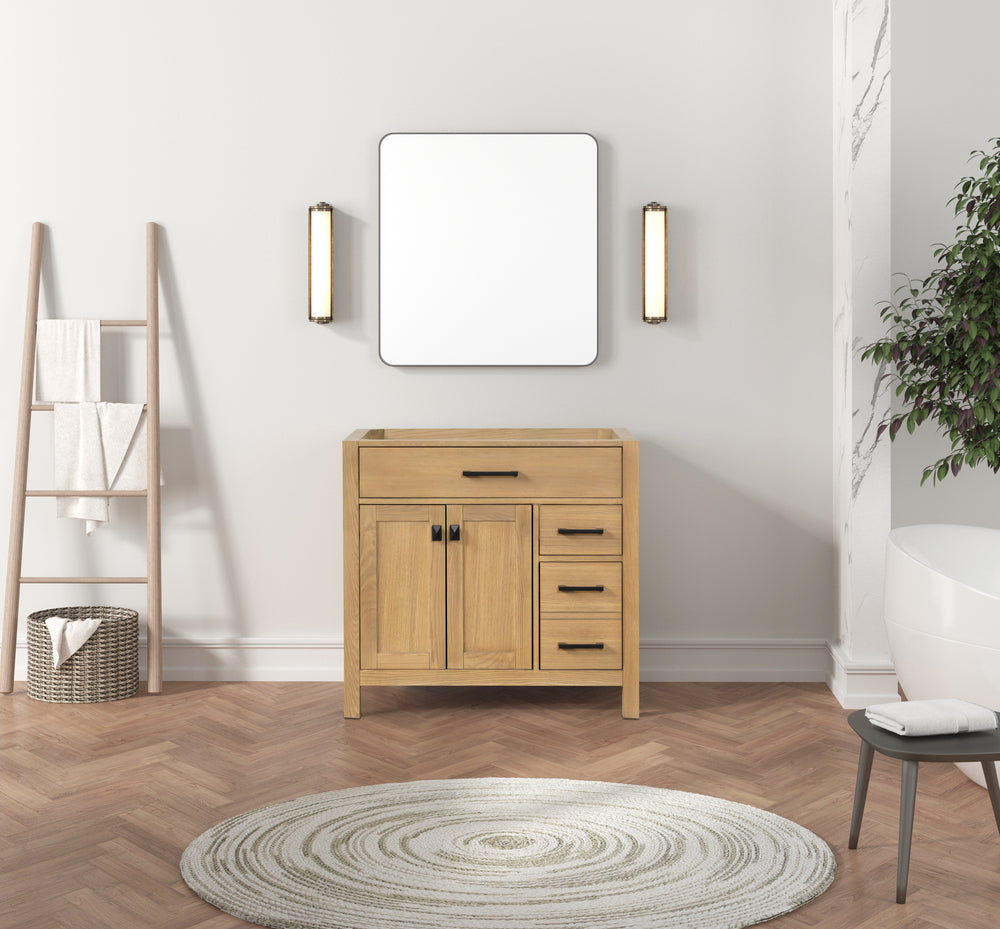 35.5 Inch Single Bathroom Vanity in Desert Oak - Modern London Style Bathroom Vanity with Sink for Small Spaces, Perfect for Apartments and Powder Rooms