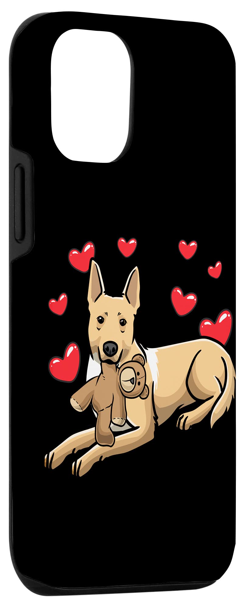 iPhone 12/12 Pro Case - Carolina Dog Design with Stuffed Animal & Hearts | Cute Protective Phone Cover for Dog Lovers | Perfect for Everyday Use, Gifts & Pet-Themed Accessories