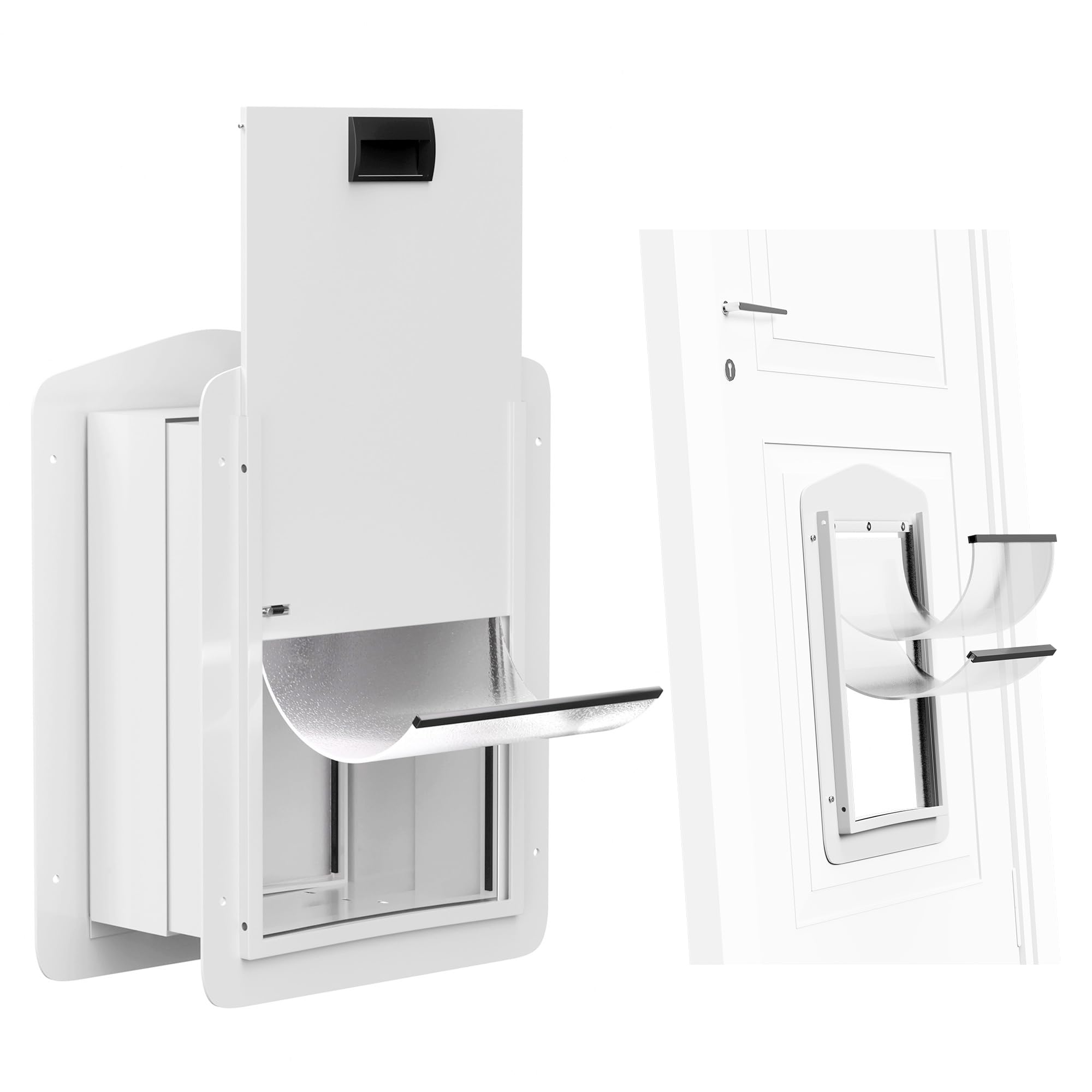 Double-Flap Pet Door for Wall & Door Installation - Adjustable Size with Locking Panel for Dogs & Cats Up to 40 lbs - Perfect for Indoor/Outdoor Access in Homes & Apartments