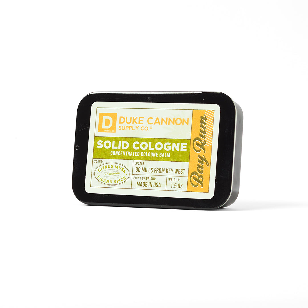 Duke Cannon Bay Rum Solid Cologne for Men - Long Lasting Natural Scent, Travel Friendly, Handcrafted in USA - Perfect for Daily Wear, Gifts & Outdoor Adventures