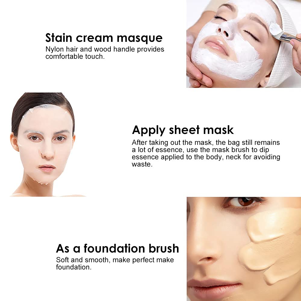 NYAMAH SALES Professional Face Mask Brush & Sponge Set - Wooden Cosmetic Foundation Applicator for Smooth & Even Skincare Application - Perfect for Men & Women - Ideal for Facial Masks, Serums & Makeup