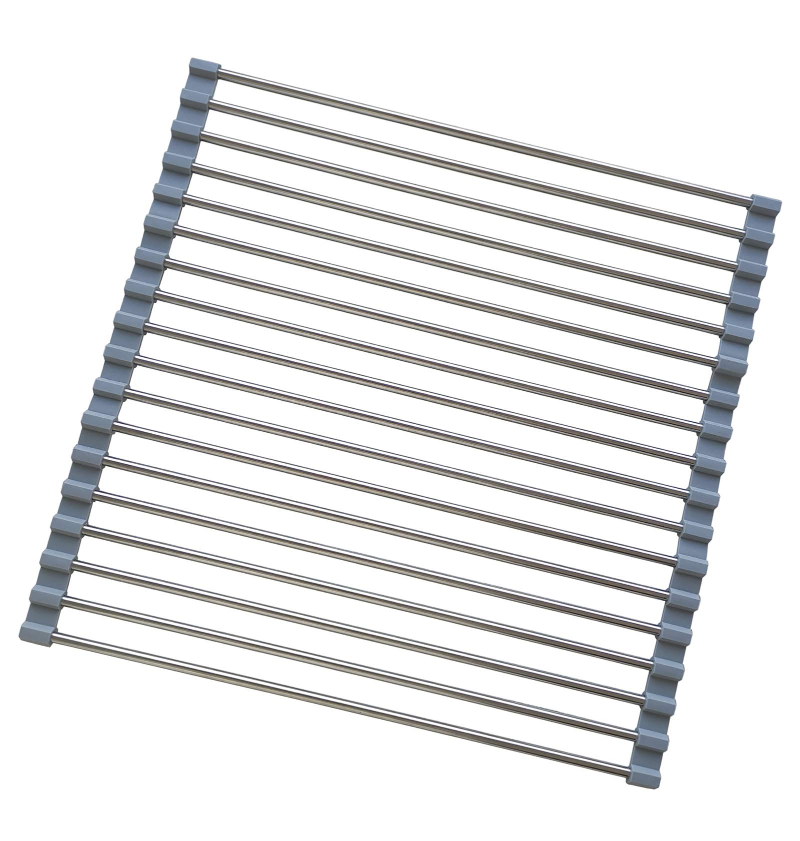 Foldable Stainless Steel Dish Drying Rack - Kitchen Sink Organizer for Dishes & Fruits