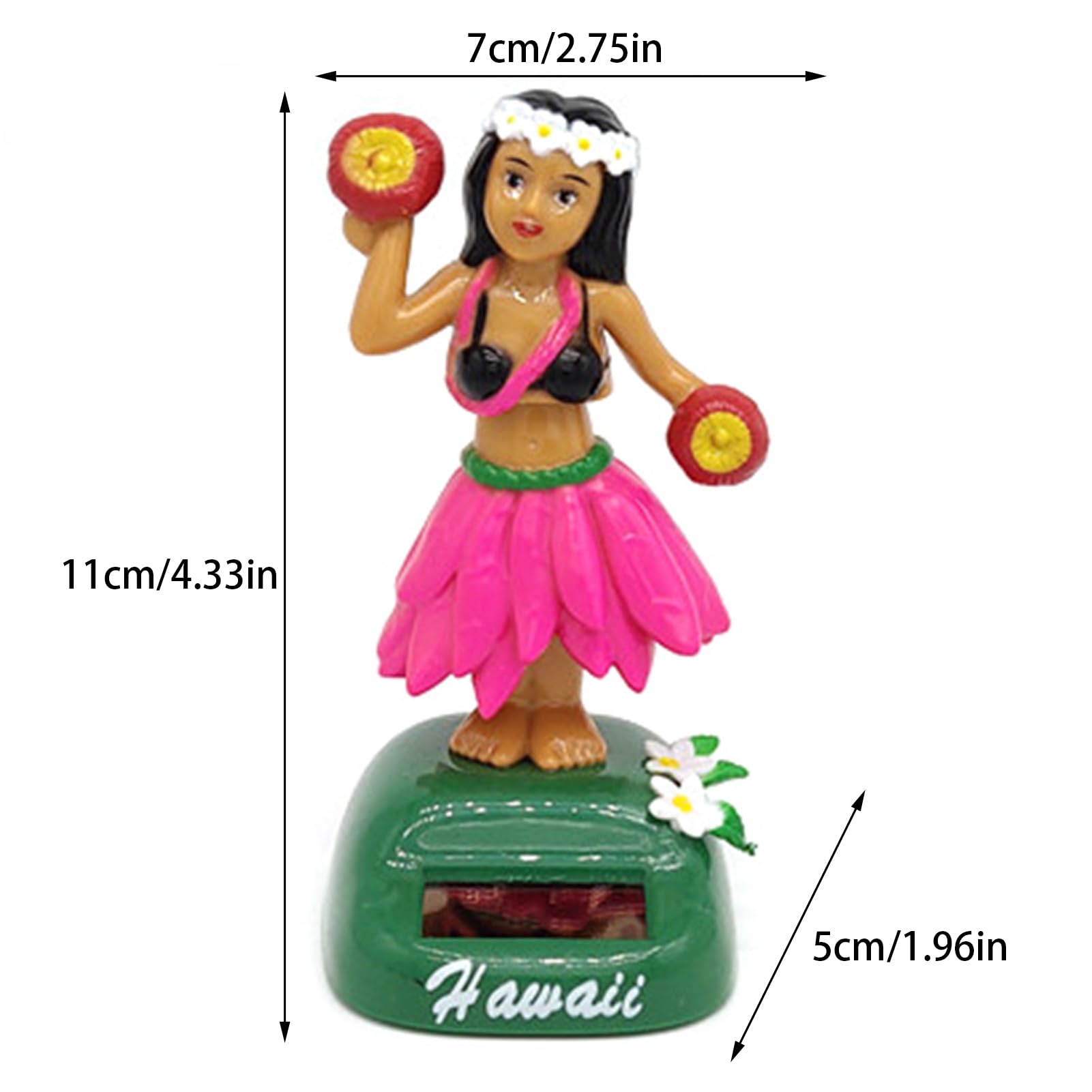 Solar Powered Hawaiian Dancing Doll - Shaking Hand Figure for Car Dashboard, Desk & Windowsill Decor | Cute Solar-Powered Motion Toy for Home, Office & Car Interior | Perfect Gift for Kids & Adults (Hawaiian Girl Version)