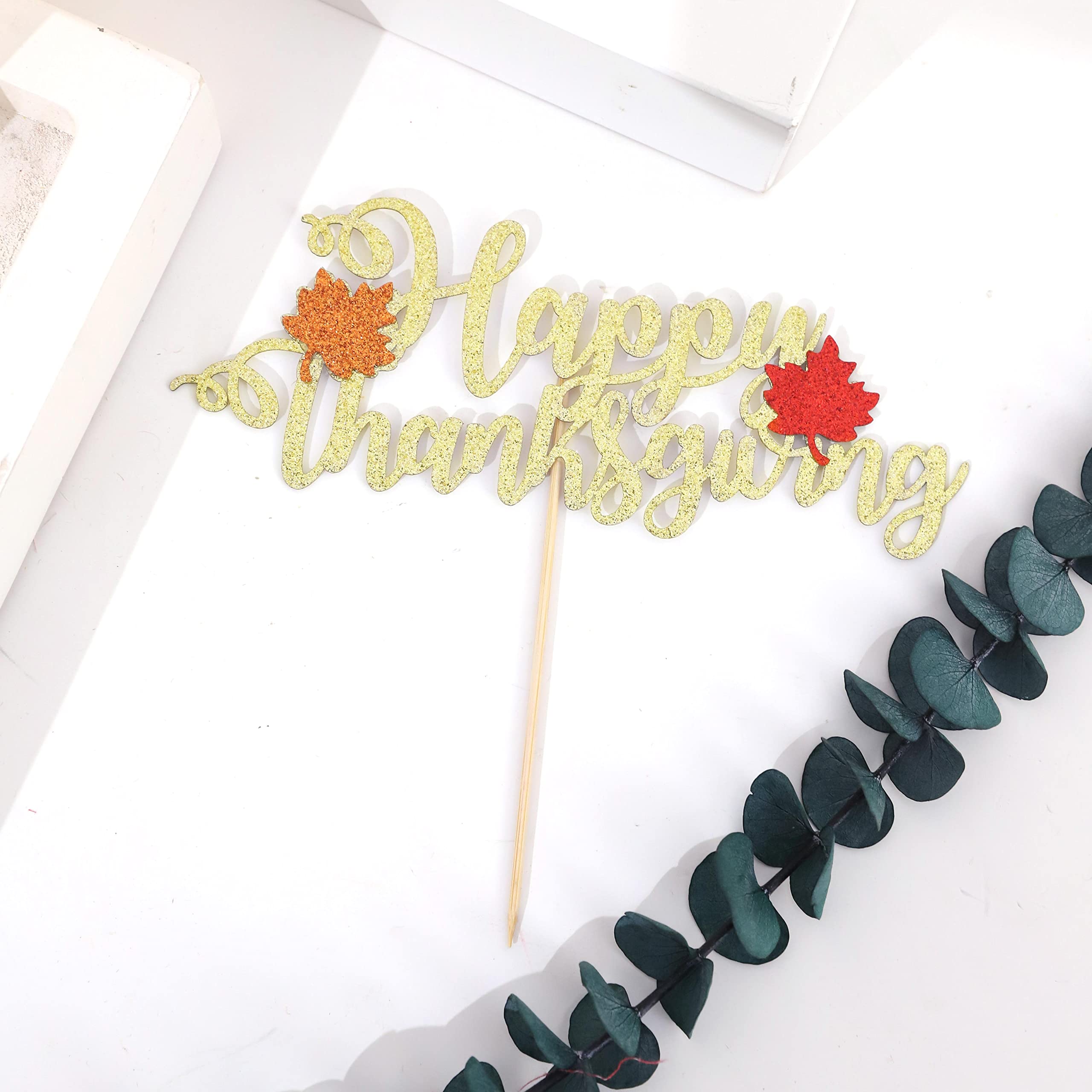 Happy Thanksgiving Cake Topper - Thankful Cake Decorations for Thanksgiving Party, Holiday Cake Topper Supplies - Perfect for Thanksgiving Desserts, Family Gatherings & Festive Celebrations