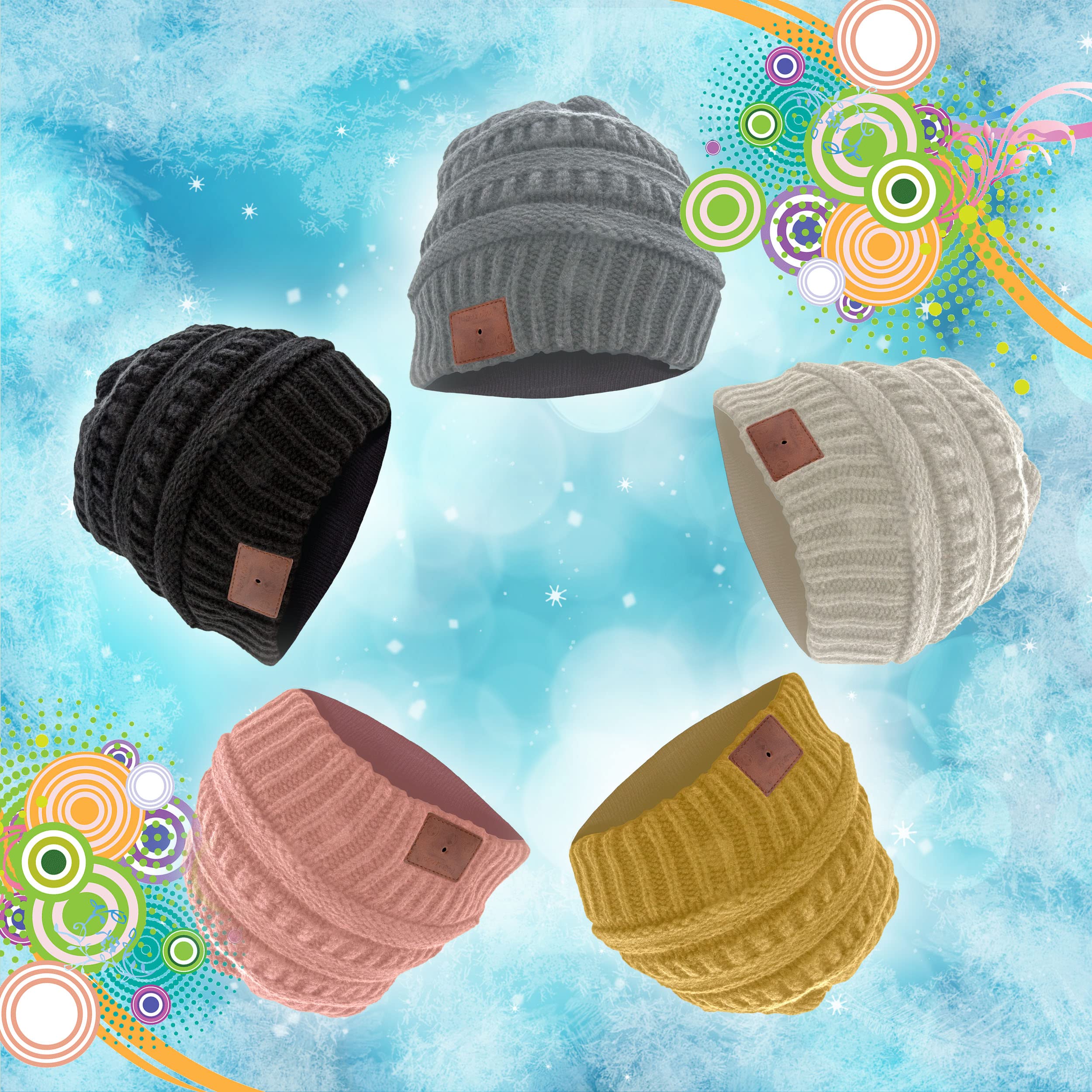 Soundbot Bluetooth Wireless Knit Beanie Headset with Built-in Mic - 5Hr Playtime & 7Hr Talk Time for Hands-Free Calling & Music | Perfect for Winter Sports, Commuting & Outdoor Activities