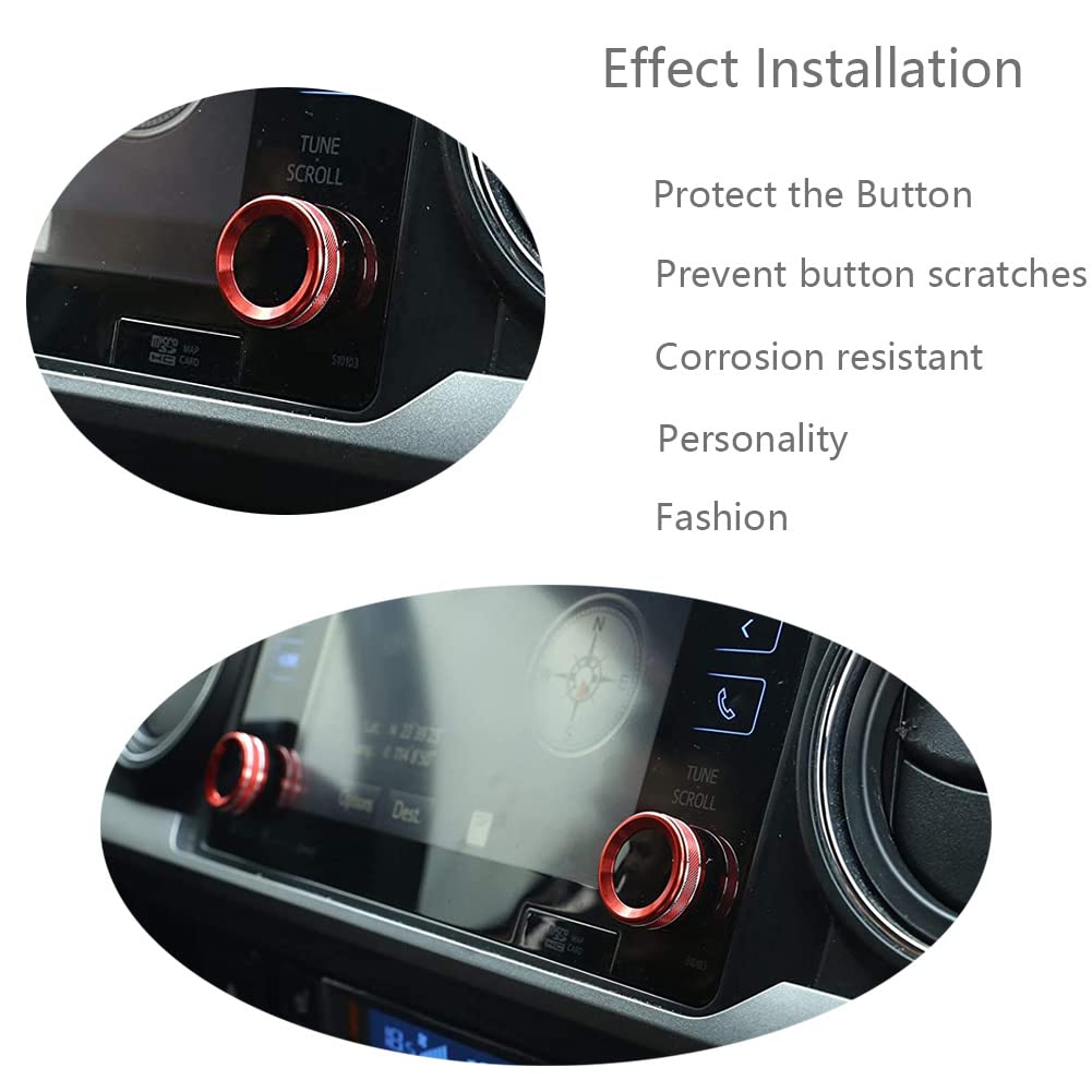 2016-2019 Toyota Tacoma Interior Accessories - Red Button Covers for AC Switch, Screen & Rear Mirror Controls | Premium Car Decor Upgrade for Enhanced Driving Experience