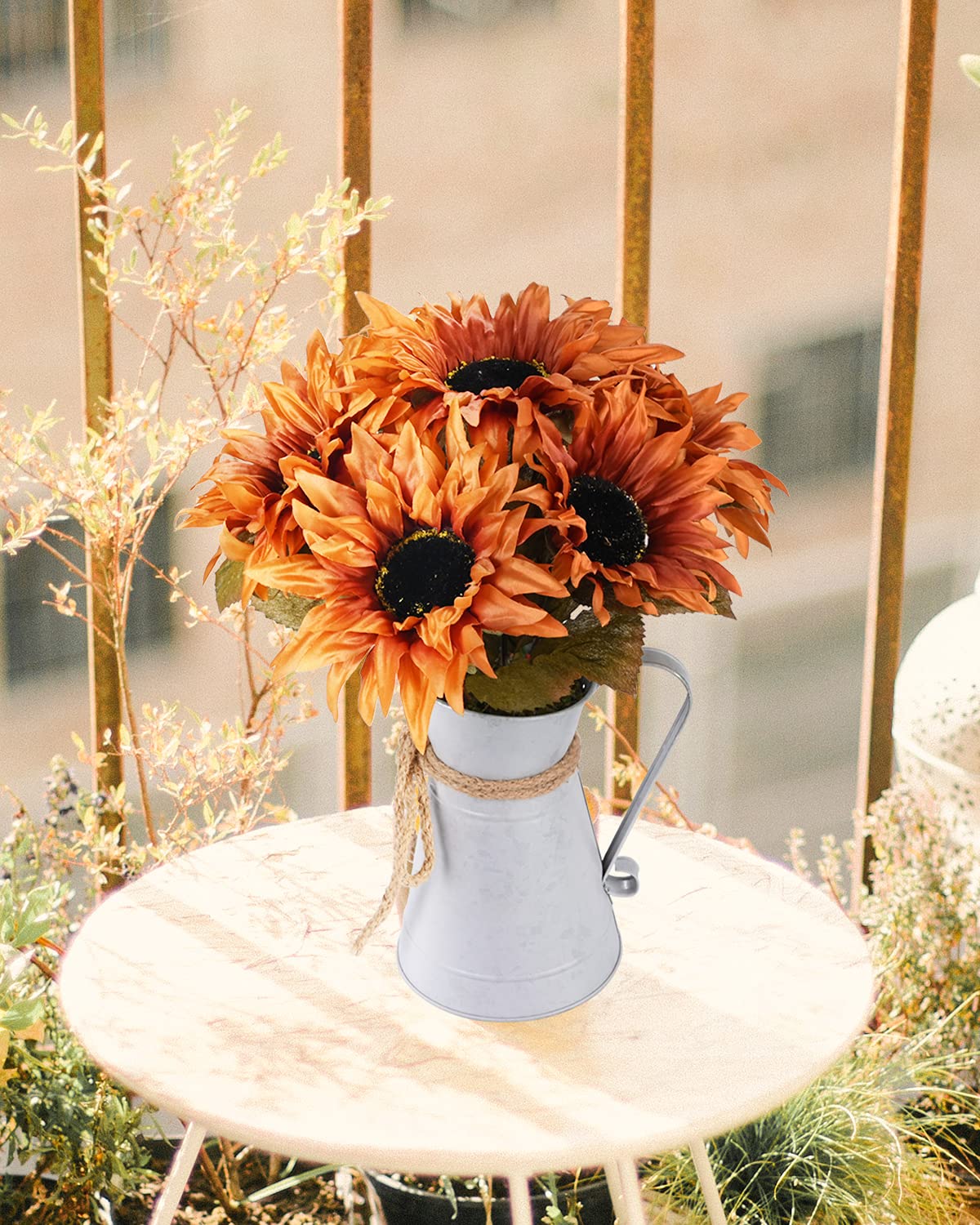 DDHS Fall Artificial Sunflower Centerpieces - Fake Sunflower Potted Plants for Home, Bathroom, Kitchen & Office Decor | Sunflower Arrangement with Metal Pot | Perfect for Table Centerpieces, Wedding Decor & Seasonal Home Styling