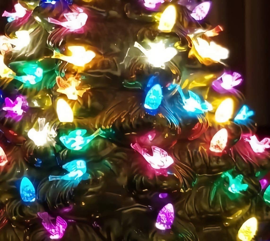 Ceramic Christmas Tree Replacement Light Bulbs - Set of 10 Warm White LED Lights for Holiday Home Decor, DIY Craft Projects & Festive Tabletop Displays