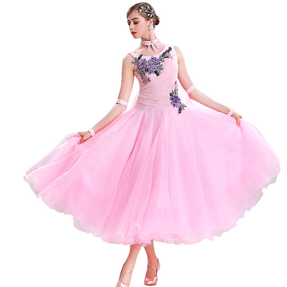 Best Women's Performance Big Swing Ballroom Dance Dresses - Sleeveless Latin Salsa Tango Dress for Competition & Social Dancing