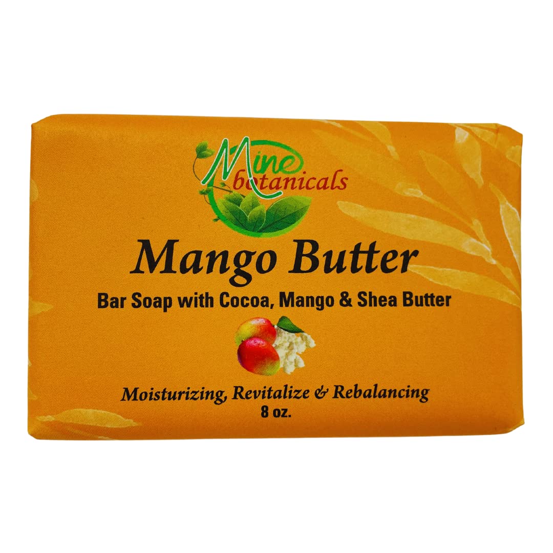 Mine Botanicals Mango Butter Bar Soap - Natural Moisturizing Hand & Body Soap for Dry Skin - Perfect for Daily Shower, Bath & Gift Sets