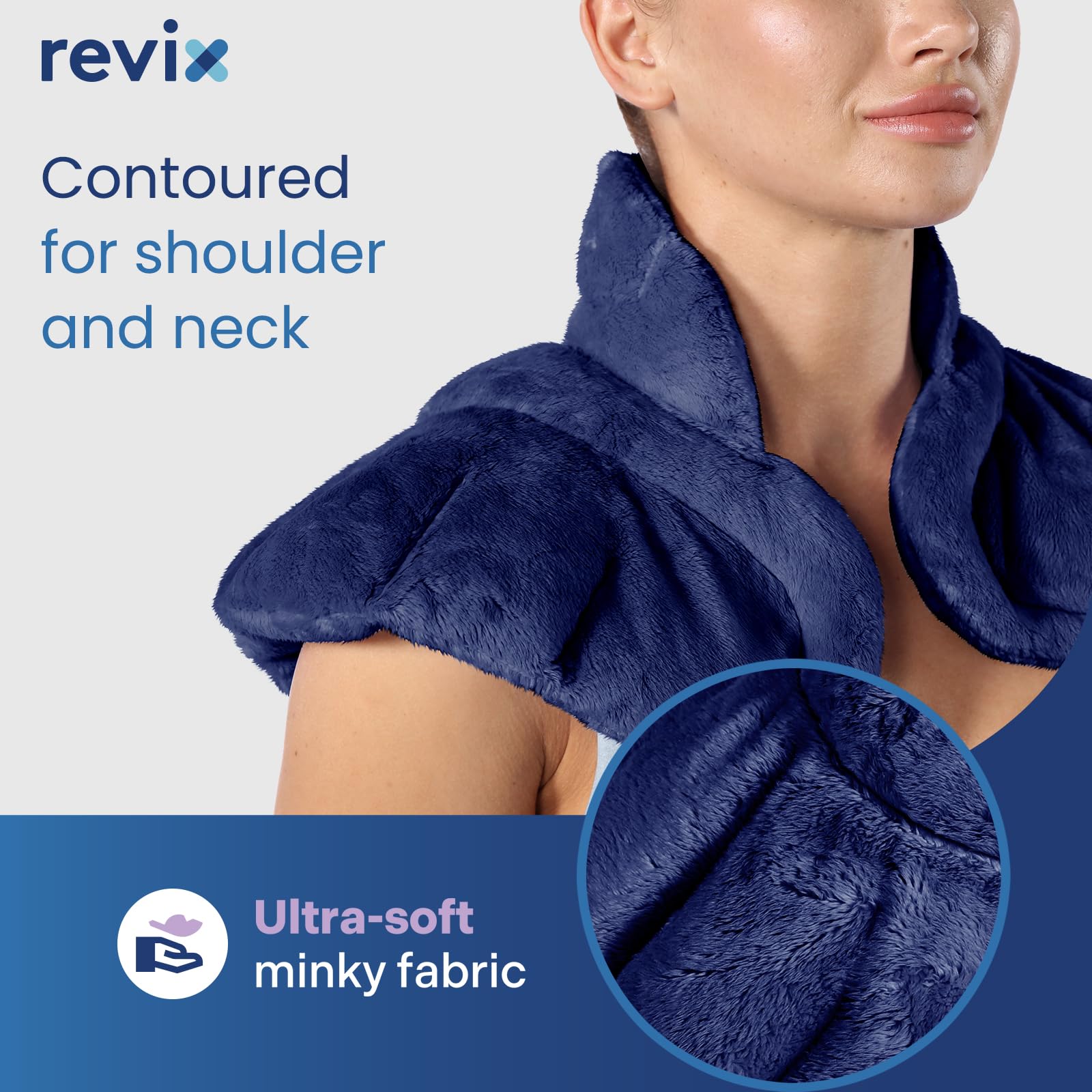 REVIX Weighted Microwave Heating Pad for Neck, Shoulders & Back Pain Relief - Herbal Scented Hot Wrap with Moist Heat Therapy - Perfect for Relaxation, Muscle Pain & Stress Relief at Home or Office