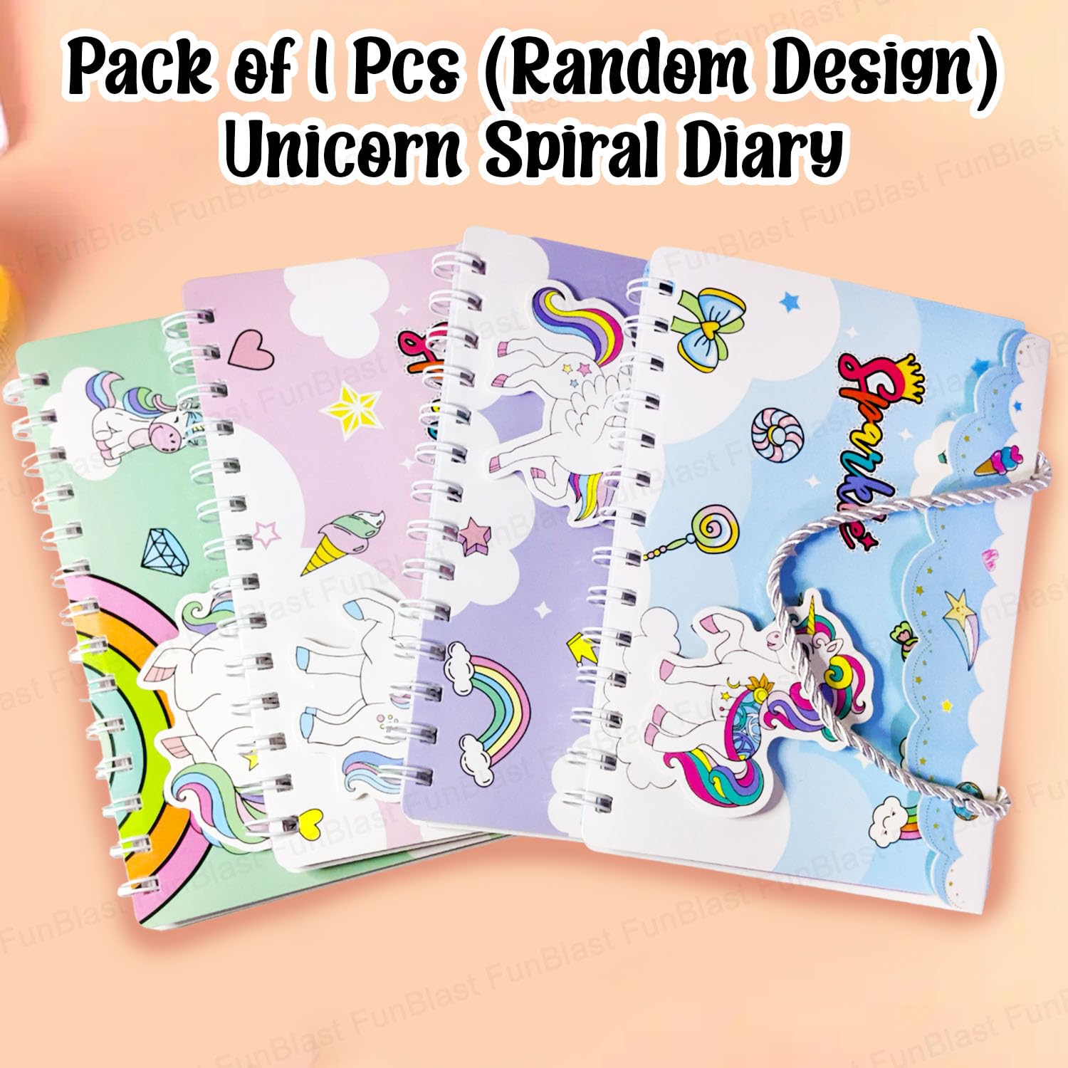 FunBlast Unicorn Spiral Notebook for Girls - A5 Ruled Journal with 120 Pages, Cute Spiral Bound Diary for Kids, Perfect School Supplies & Birthday Gift for Girls - Great for Note Taking, Journaling & Creative Writing in Classroom or Home