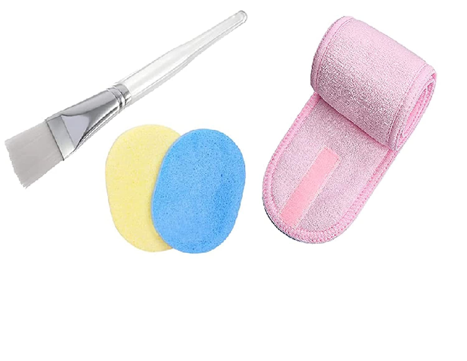 HARU MALL® Professional Face Mask Brush & Cleansing Sponge Set - Soft Cosmetic Foundation Applicator for Smooth Makeup Application - Perfect for Skincare Routine & Spa Days (White)