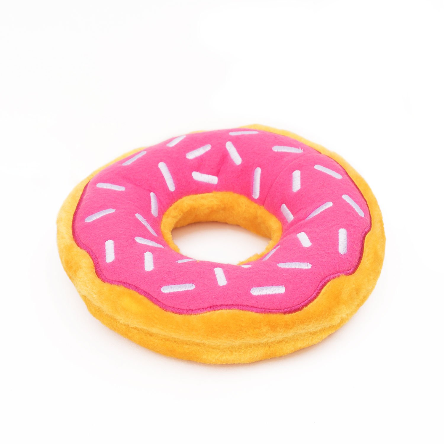 ZippyPaws Jumbo Donutz Strawberry Squeaky Dog Toy - Interactive Soft No-Stuffing Chew Toy with Embroidered Sprinkles for Large Breed Dogs & Puppies - Perfect for Playtime, Training, and Bonding with Your Pet