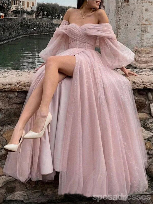 Elegant Pink A-Line High Slit Long Prom Dresses for Women - Formal Evening Gown for Homecoming, Wedding, Party & Special Occasions