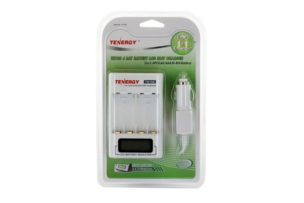 Tenergy TN156 4-Bay AA/AAA NiMH NiCD LCD Battery Charger - Fast Charging for Rechargeable Batteries | Perfect for Cameras, Game Controllers, Toys & Household Electronics