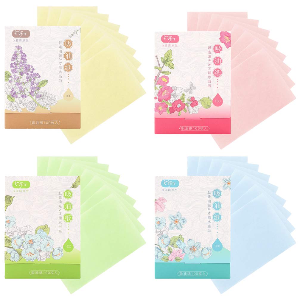 Lurrose Oil Absorbing Tissues - 4 Pack Natural Oil Blotting Paper for Face, Oily Skin Care, Makeup & Blackhead Control - Flax Blotting Linens for Men & Women - Perfect for On-the-Go, Gym, Travel & Daily Skincare Routine