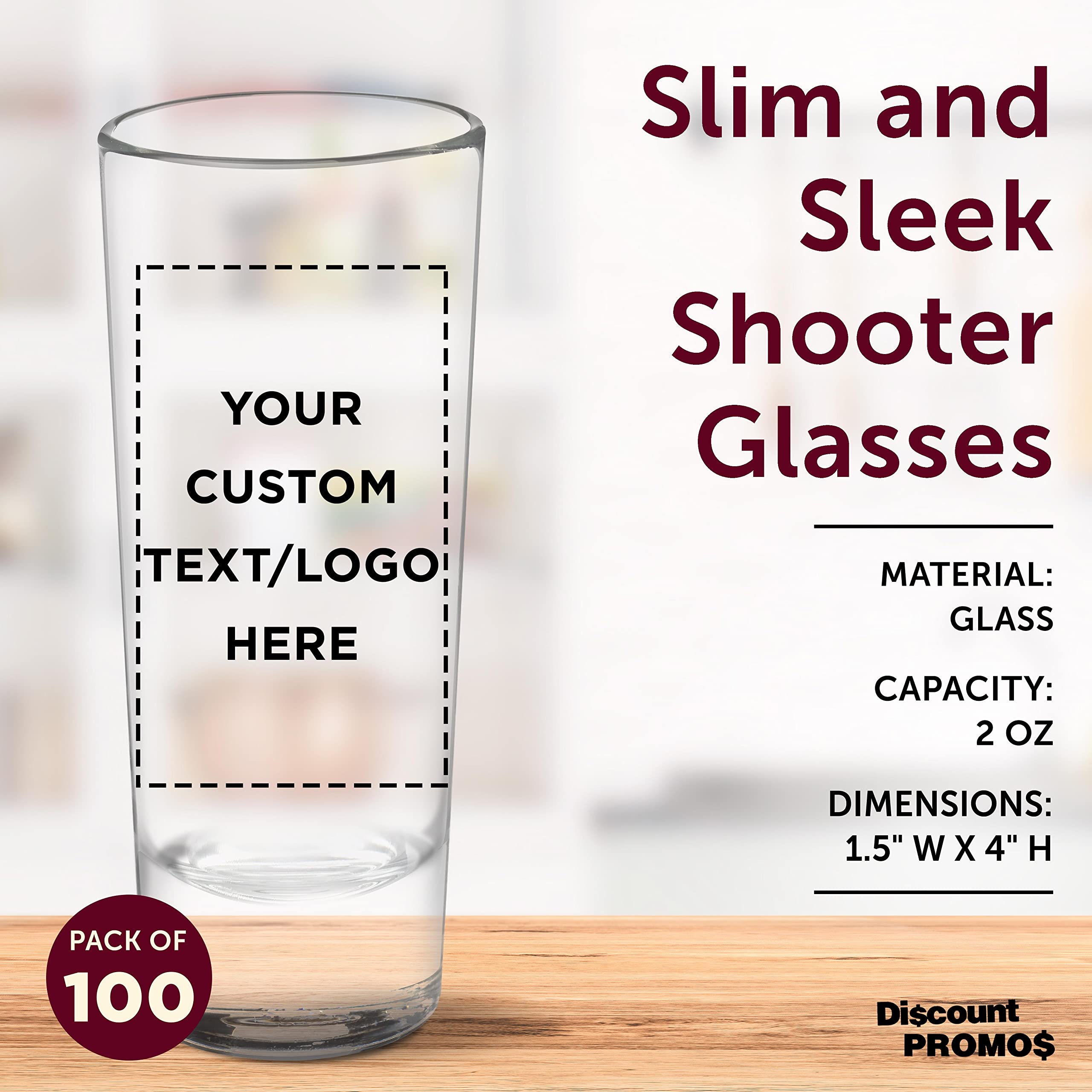 100-Pack Personalized 2 oz Cordial Shot Glasses - Custom Bulk Shooter Glasses for Birthday Parties, Weddings, Bars & Events - Clear Glass for Cocktails, Liquor & Mixed Drinks - Perfect for Home Entertaining & Commercial Use