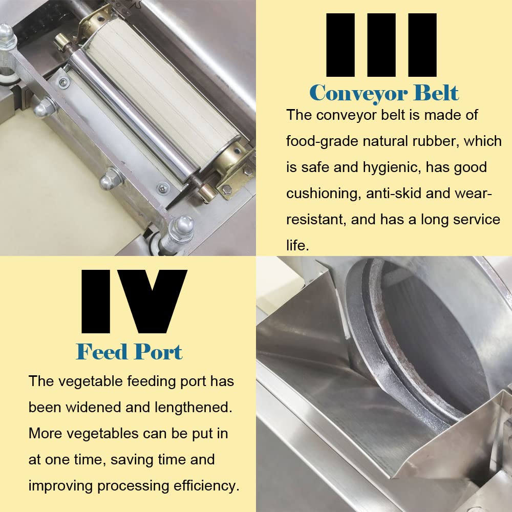 Commercial Vegetable Chopper - Automatic Fruit Dicing Machine with 4 Stainless Steel Blades (0.04