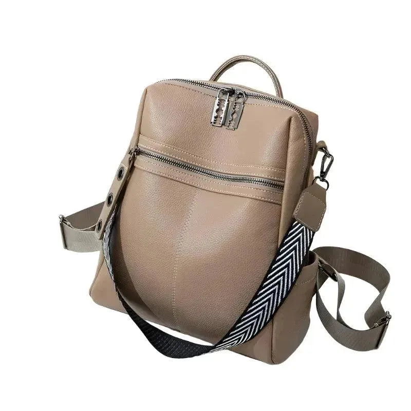 Stylish PU Leather Large School Backpack for Students - Durable Laptop Backpack with Multiple Pockets for College, Work & Travel