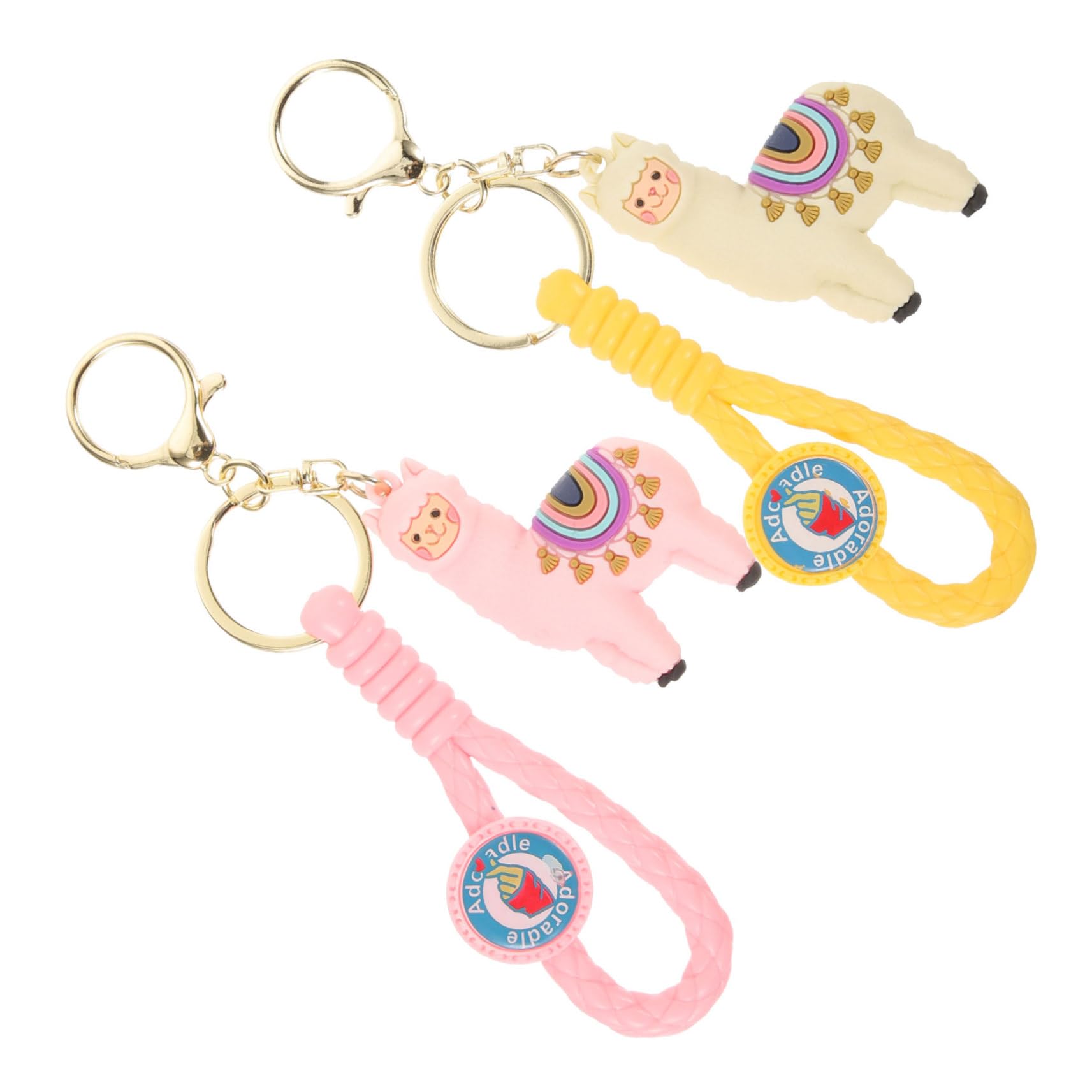 ABOOFAN 2pcs Alpaca Keychain - Soft Plush Christmas Key Pendant, Cute Stuffed Animal Ornaments for Car Keys, Purse & Backpack - Leather Rope & PVC Keyring with Epoxy Charm - Perfect Holiday Gift & Decoration for Christmas Tree, Stocking Stuffers & Party Favors