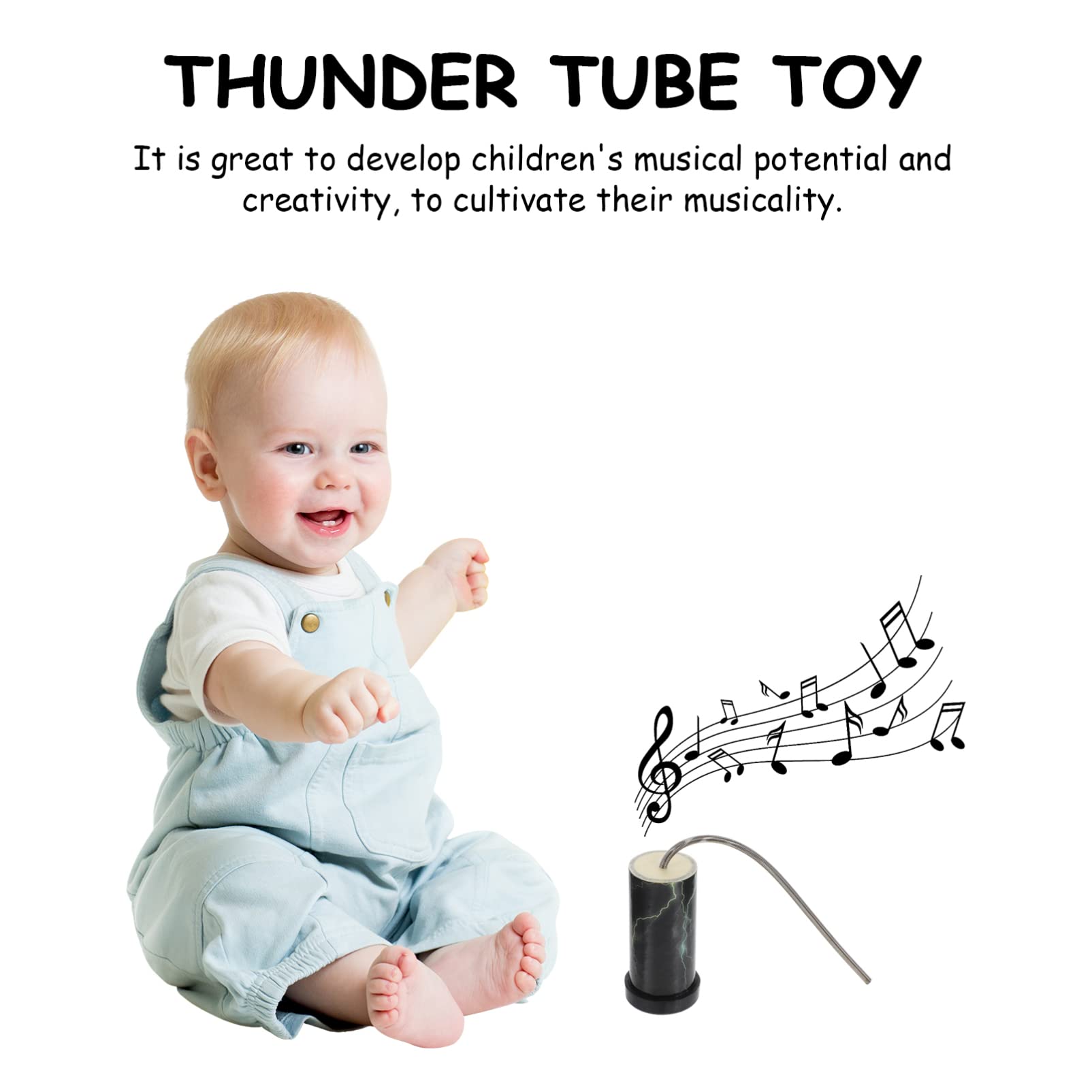 Vaguelly Noisemakers Thunder Drum - Spring Shaker Percussion Instrument for Kids with Stormy Graphics - Perfect for Music Class, Birthday Parties & Sensory Play