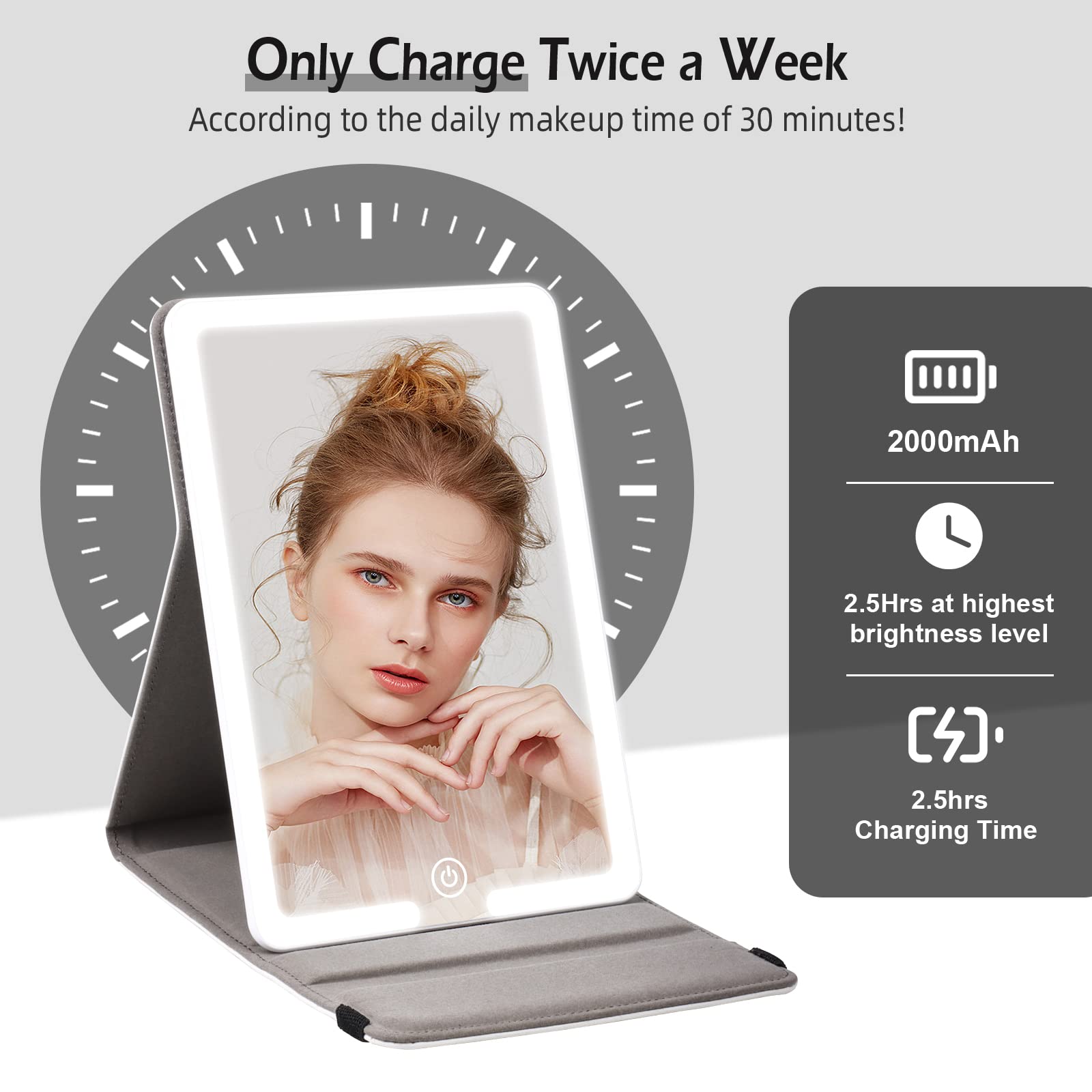 Portable LED Travel Makeup Mirror with 3.5