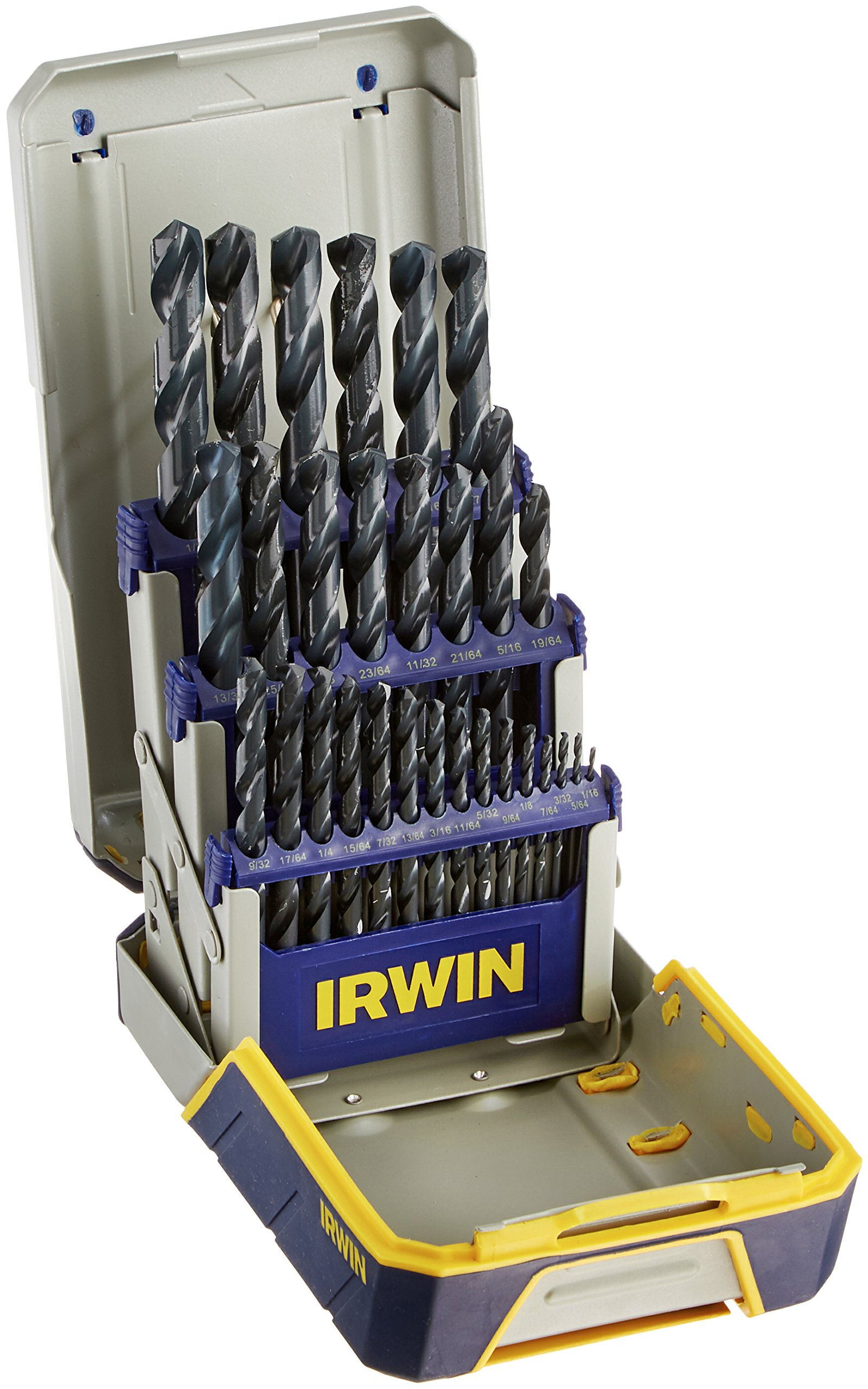 IRWIN Tools 29-Piece Black Oxide Metal Index Drill Bit Set with Case (3018004) - Perfect for Woodworking, Metal Drilling & DIY Home Projects