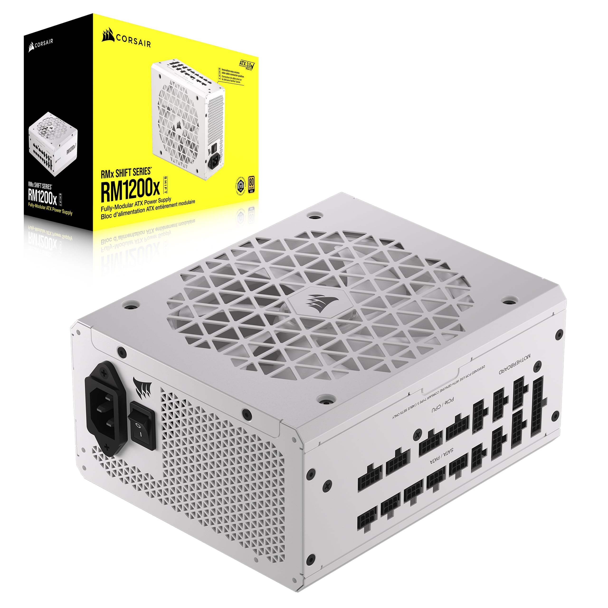 Corsair RM1200X Shift 1200W Fully Modular 80+ Gold Power Supply (White) - Premium ATX PSU for Gaming PC, Workstation & High-End Builds