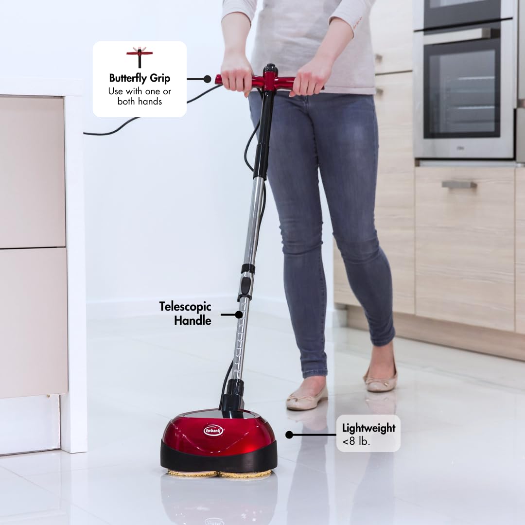 Ewbank EP170 Multi-Purpose Floor Cleaning Machine - 2200 RPM, Lightweight (8 lbs), Interchangeable Brushes & Pads - Floor Scrubber, Polisher, Washer for Hardwood, Tile & Laminate Floors - Perfect for Home, Office & Commercial Use
