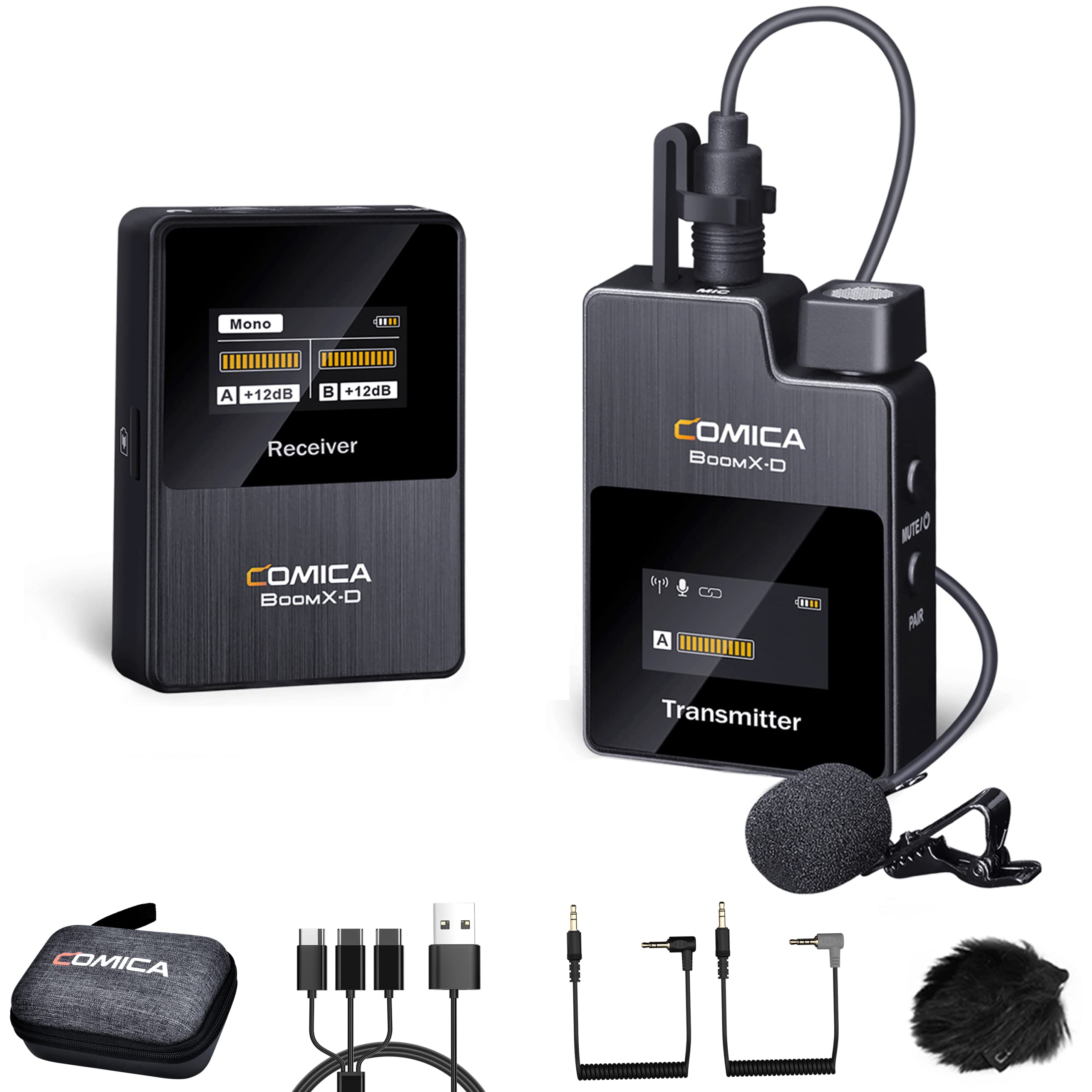 COMICA BoomX-D1 Wireless Lavalier Microphone System - Noise Cancelling Lapel Mic for Camera, Smartphone, Laptop with Low Latency & Real-Time Monitoring | Ideal for Vlogging, Interviews, Live Streaming & Content Creation