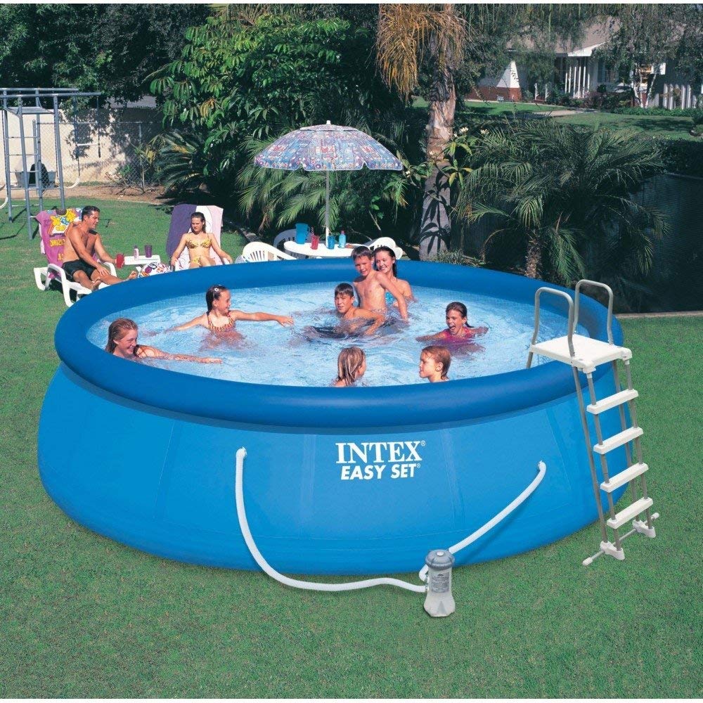 Intex Above Ground Swimming Pool Set with Ladder, Pump & 15' Pool Cover - Perfect for Backyard Summer Fun, Family Gatherings & Outdoor Relaxation