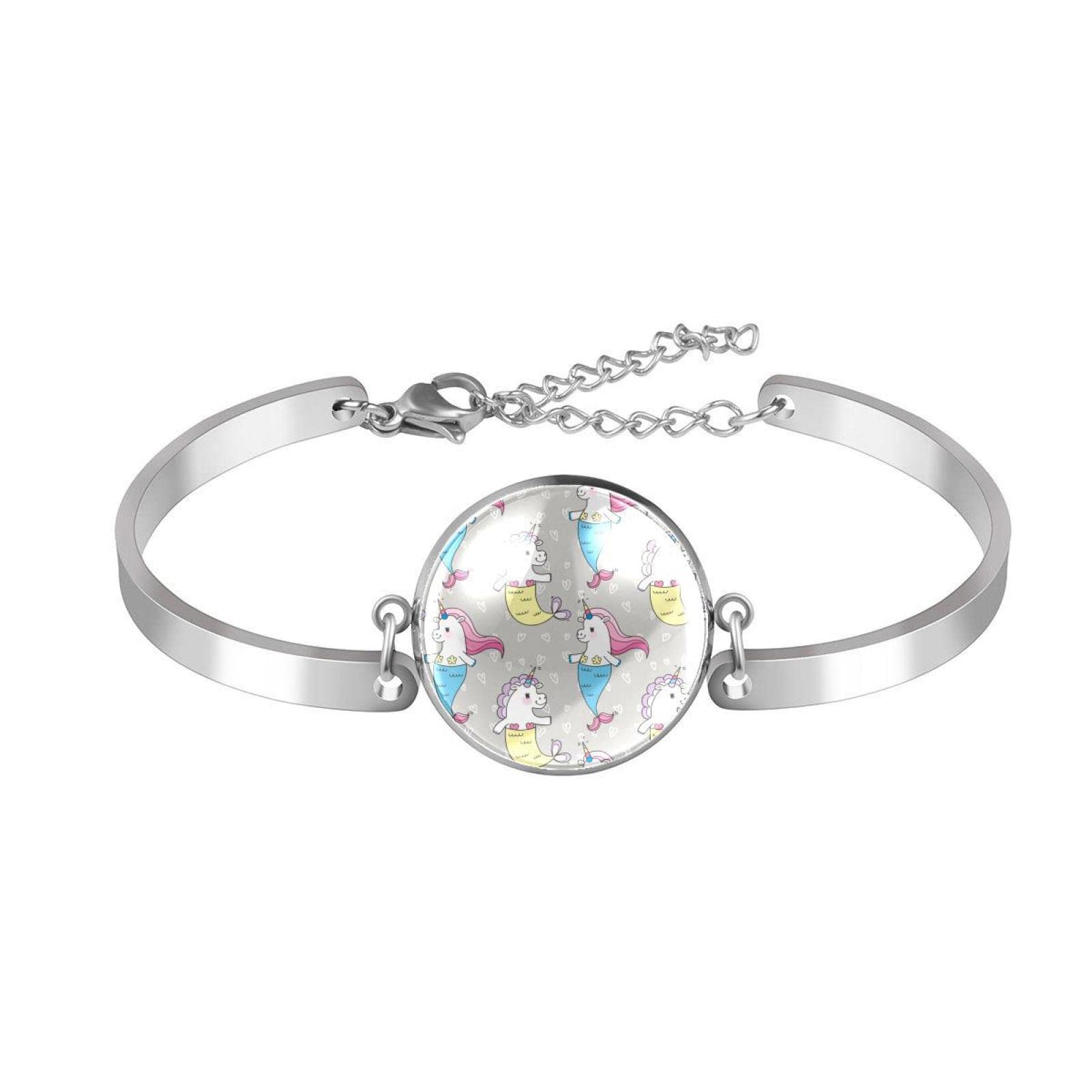 **Adjustable Mermaid Unicorn Bangle Bracelet for Women & Girls – Stainless Steel Jewelry Gift for Birthday, Christmas & Friends | Perfect for Parties, Beach & Everyday Wear**