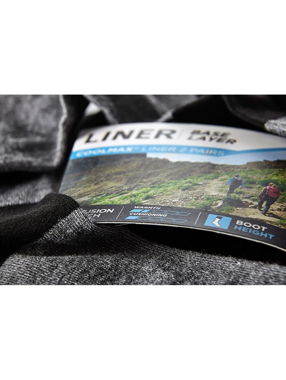 Bridgedale Men's Coolmax Moisture-Wicking Base Layer Liner Socks - 2 Pack for Hiking, Running & Outdoor Activities