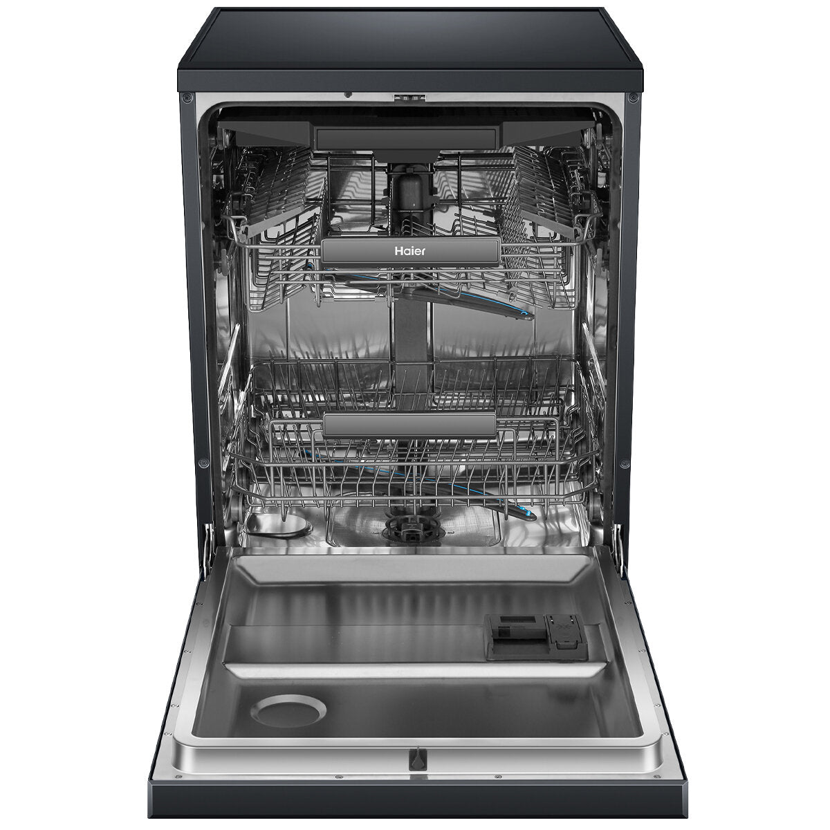 Haier 600 Series Freestanding Dishwasher with Steam Function - 15 Place Settings, Black (HDW15F3B1) - Perfect for Large Families & Entertaining Guests