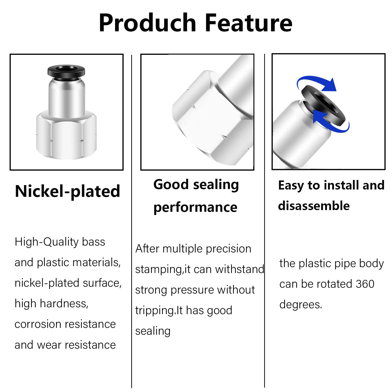 1/8 NPT Female Push to Connect Fittings - CEKER 1/4 Inch Air Tube OD Fittings, 1/8 Pneumatic Quick Connect Air Hose Fittings (5 Pack) - Ideal for Air Compressors, HVAC Systems & Industrial Pneumatic Tools