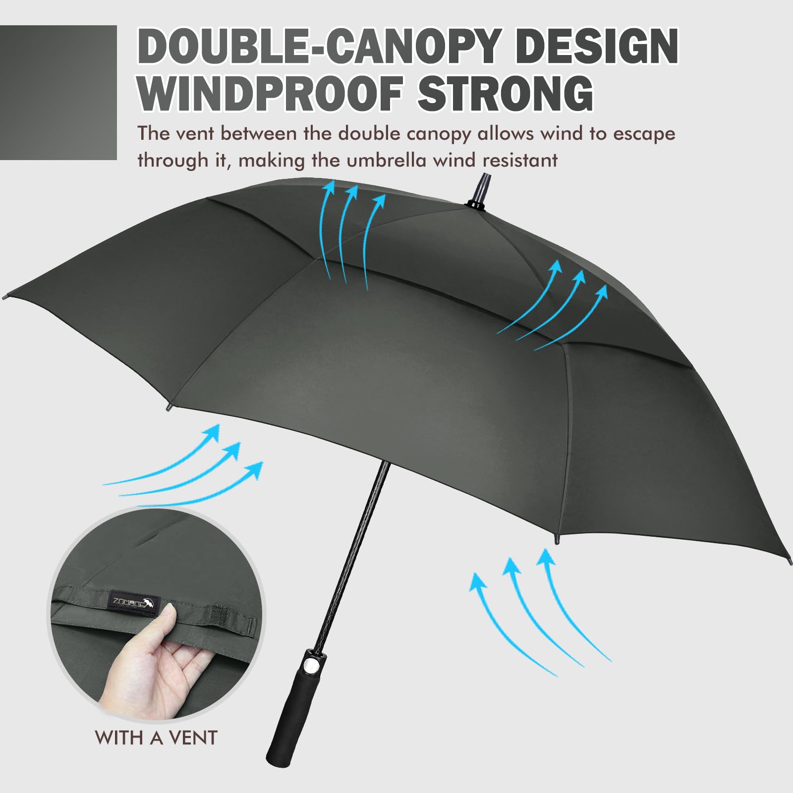 ZOMAKE 51/54/62/68 Inch Windproof Golf Umbrella - Automatic Open Double Canopy Vented Oversize Umbrella for Men & Women | Perfect for Golfing, Walking, Beach, Outdoor Events & Heavy Rain Protection