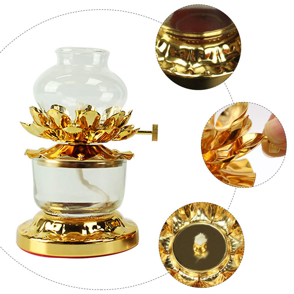 KESYOO Buddha Lamp - Windproof Butter Lamp with Lotus Design, Ghee Candle Holder for Meditation, Yoga & Home Decor - Perfect for Buddhist Altars, Room & Desktop Decoration
