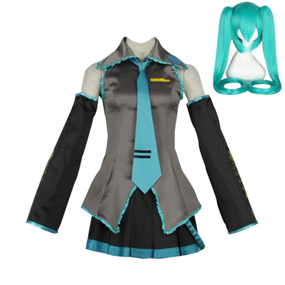 Buyoem Miku Cosplay Costume - Pink Anime Dress Uniform with Wig for Halloween, Women's Cosplay Show & Convention Outfit - Perfect for Cosplay Events, Halloween Parties, and Anime Conventions