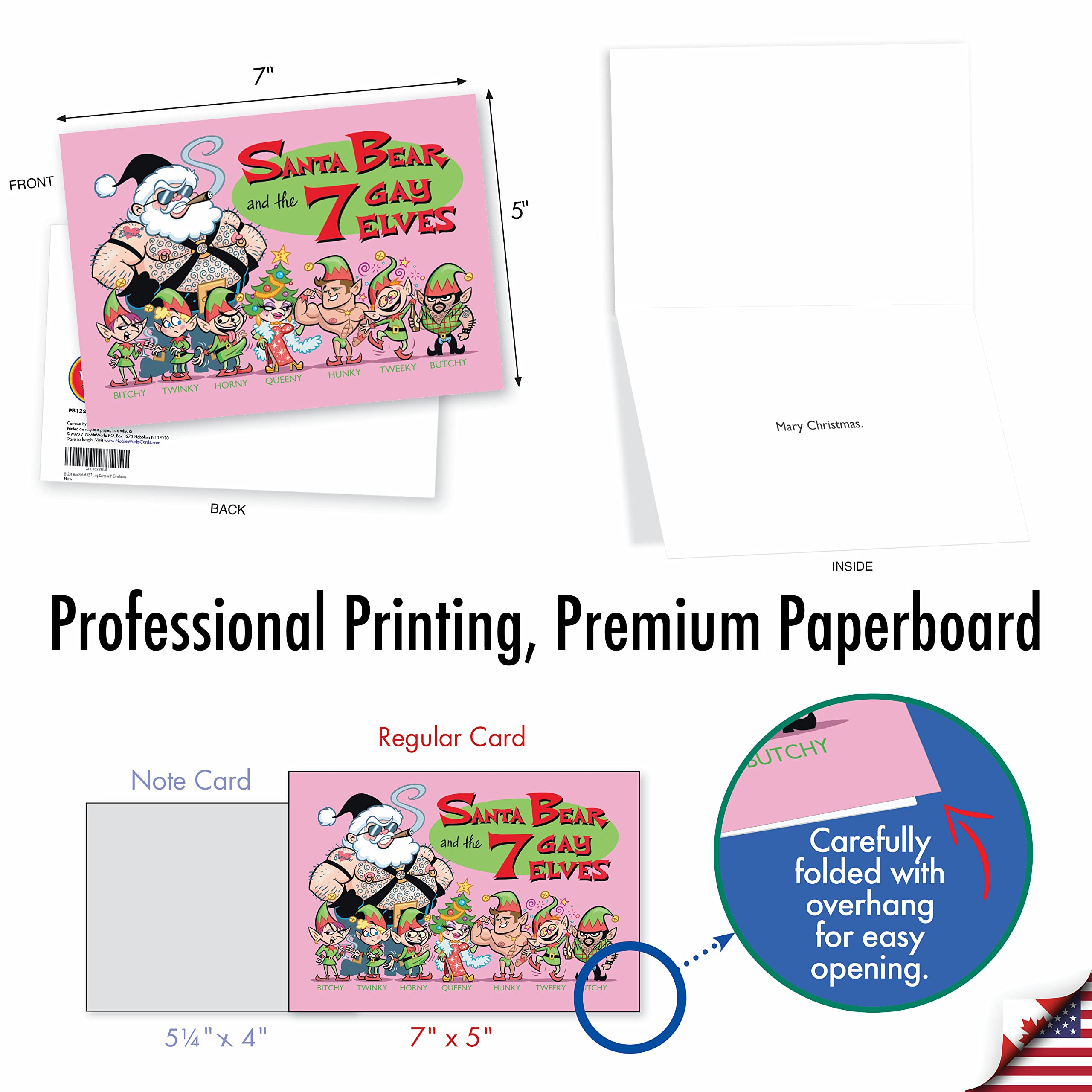 Funny Christmas Cards Set of 12 - Cartoon Holiday Greeting Cards with Humorous Design (1 Style, 12 Boxed Cards) - Perfect for Office Exchanges, Family Gatherings & Festive Celebrations
