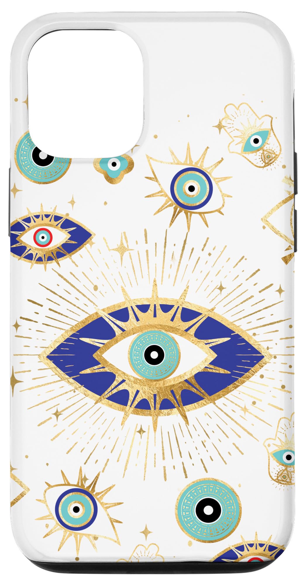 iPhone 12/12 Pro Case with Evil Eye Design - Yellow, Indigo & Teal Color Options | Protective Phone Cover for Daily Use & Travel
